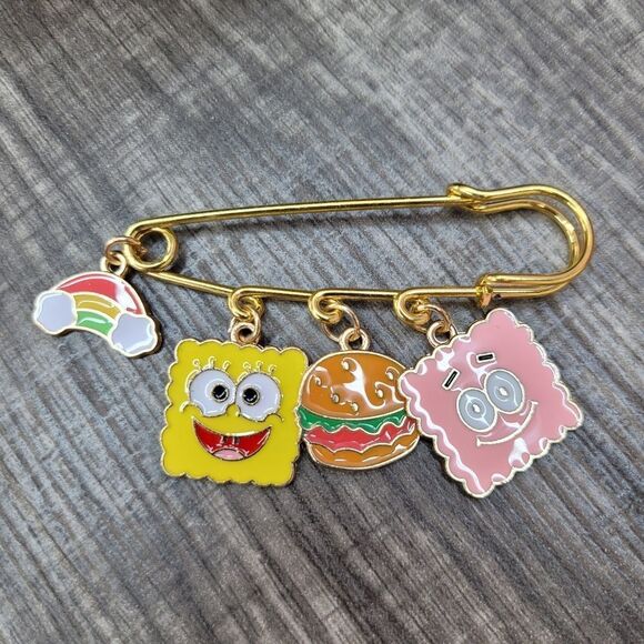2/$20 Brand New Spongebob Gold Pin With Charms - Picture 2 of 4